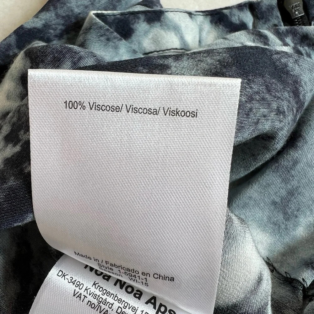 Noa Noa Viscose Blue Black White Abstract Swirl Print Blouse Top Sz 8 Lagenlook - Picture 7 of 8